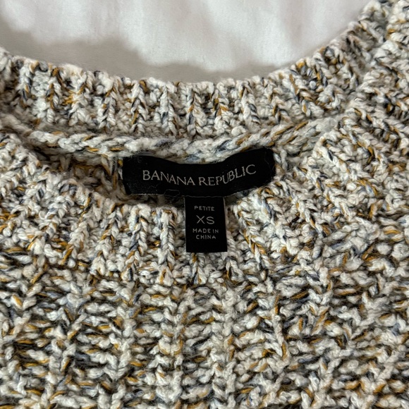 BANANA REPUBLIC Cable Knit Sweater Petite XS cropped Cabincore eclectic grandpa - Picture 4 of 11